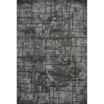 Belgravia Cobble BLG01 Modern Abstract Distressed Cobbles Metallic Shimmer Soft Textured Hi-Lo Polyblend Short Pile Anthracite Grey/Black/Silver/Steel Grey/Ash White Rug-Desire Rugs-Rug Love - The Most Loved Rug Store